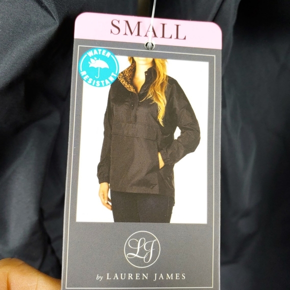 NWT Lauren James Womens S Black Animal Accent Anorak - Picture 9 of 11